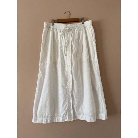 COS White Drawstring Midi Skirt Aline Basics Boho Coastal Beachy Cotton 12 - Picture 1 of 9